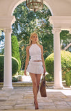 Peyton White Ruched Halter Neck Top