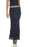 Burnout Floral Maxi Skirt in Navy