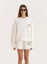 Off White Embroidered Emblem Sweatshirt