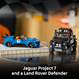 LEGO Speed Champions Jaguar Project 7 Land Rover Defender 77264 Building Toy for Boys Girls Ages 10 Detailed Toy Cars for Kids Play or Display Model 740 pieces Gift for Birthdays
