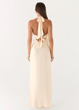 Heavy Hearted Satin Maxi Dress Pearl