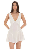 Plunge V Neck Dress in White