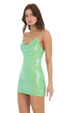 Sequin Slip Dress in Green
