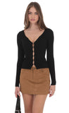 Suede Mini Skirt in Brown