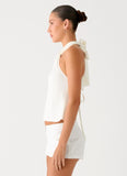Maddox Scarf Top White