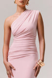 Mardi Pink Asymmetric Maxi Dress With Ruching