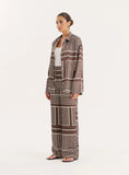 Chocolate Abstract Print Satin Trouser
