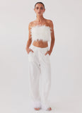 Shake It Off Feather Pants Snow