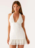 Lets Pretend Halterneck Mini Dress Cream