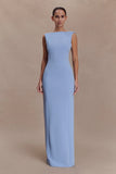 Galilea Crepe Draped Maxi Dress Cornflower Blue