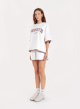 White Contrast Trim Branded Cotton T Shirt