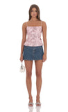 Sequin Floral Open back Top in Pink