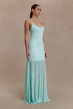 Deanne Bandage And Chiffon Knit Maxi Dress Blue