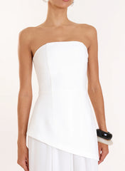 White Bandeau Asymmentric Detail Maxi Dress