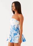 Mario Mini Dress Blue Floral Print