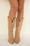 Kelly Camel Suedette Cowboy Boots