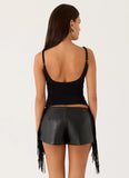 Isiah Low Rise PU Shorts Black