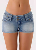 Justin Low Rise Denim Shorts Vintage Blue Bleach Wash