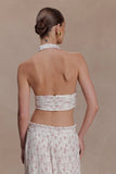 Amaris Sleeveless Plisse Halter Top Floral Ditsy Print