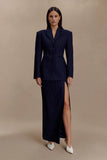 Cassie Column Maxi Skirt Navy Pinstripe