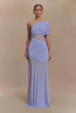 Dallas One Shoulder Mesh Maxi Dress Lavender