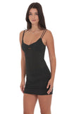 Mesh Corset Rhinestone Dress in Black
