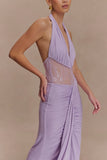 Bonnie Slinky And Lace Maxi Dress Lilac