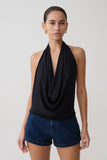 Huyen Cowl Front Modal Top Black