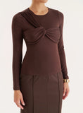 Chocolate Bust Detail Long Sleeve Top