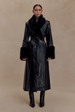 Bec Faux Leather Trench Coat With Faux Fur Black