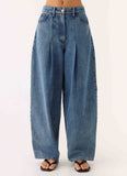 Zayn Pleated Denim Jeans Light Wash Blue