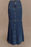 Loretta Denim Maxi Skirt Washed Dark Blue