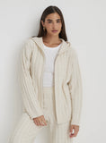 Cream Cable Knit Zip Hoodie
