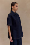 Maya Oversized Denim Shirt Indigo Blue