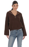 Knit Quarter Zip Jumper in Brown
