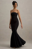 Angela Black Bandeau Fishtail Maxi Dress