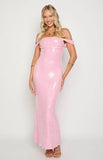 Ella Pink Sequin Off Shoulder Formal Maxi Dress