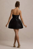 Clarabell Black Sequin Bandeau Structured Mini Dress