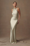 Esther Iridescent Satin Cowl Maxi Dress Sage