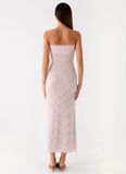 Alida Strapless Jacquard Midi Dress Pink