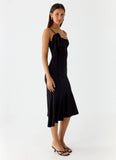 Tranquility Asymmetric Midi Dress Black