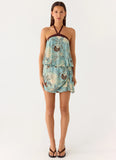 Switch Up Halter Mini Dress Aqua Blur