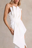 Dreamy Whispers Cream Strapless Ruffle Split Maxi Dress