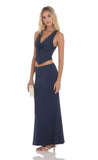 V Neck Twist Two Piece Set in Navy