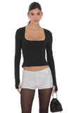 Sequin Mini Shorts in Silver