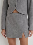 Grey Wool Tailored Mini Skirt