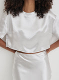 Silver Satin Cropped Top