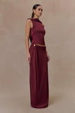 Bridget Slinky Maxi Skirt With Hardware Burgundy