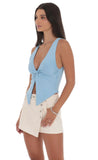 V Neck Twist Top in Sky Blue