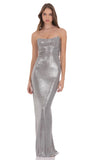 Metallic Corset Maxi Dress in Silver